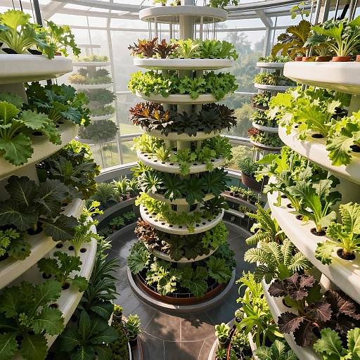 Futuristic Vertical Hydroponic Garden View