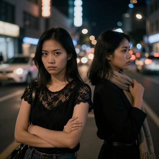 Nighttime City Street Reflection Photography