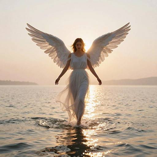 Serene Angelic Figure Over Water