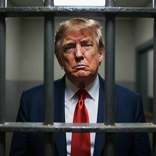Photorealistic Portrait of Trump Behind Bars