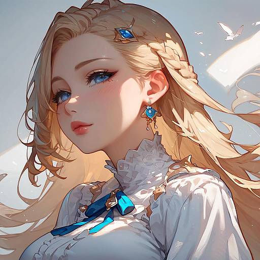 Cartoon Girl with Blue Eyes