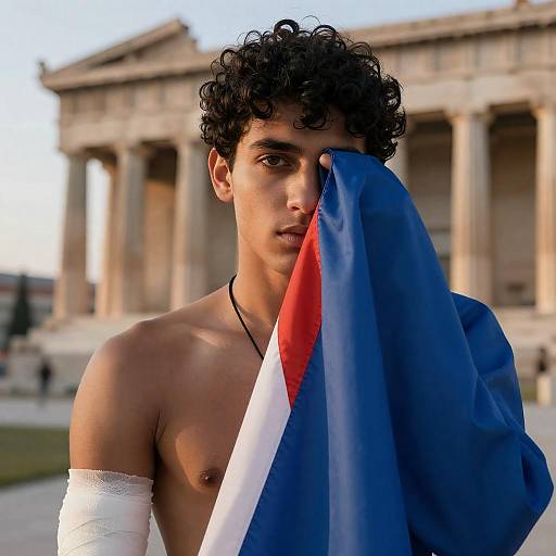Dramatic Portrait of Young Man at Sunset
