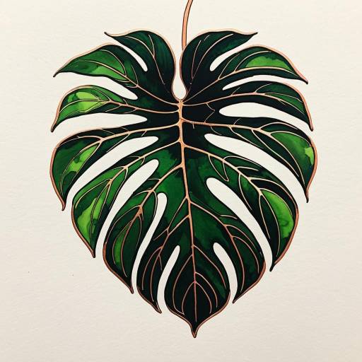 Monstera Leaf Silhouette with Vibrant Accents