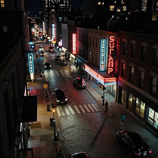 Nocturnal Cityscape with Neon Glow