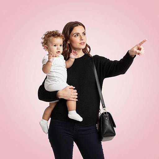 Mom and Baby in Pink Gradient