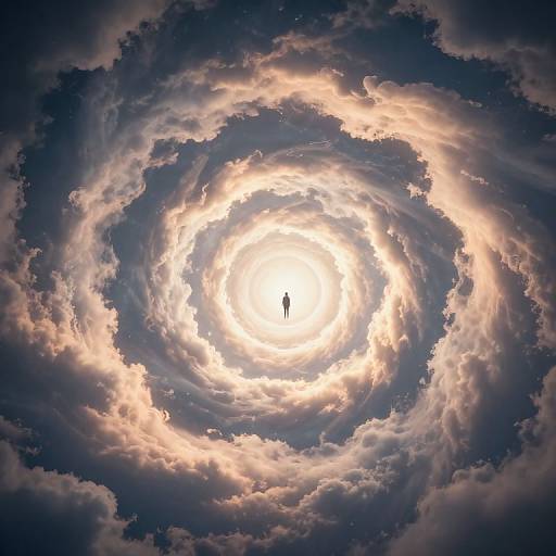 Solitary Figure Before Luminous Spiral