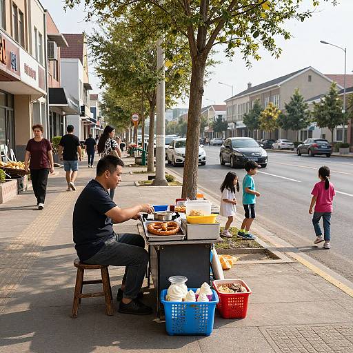 Sunny Small Town Street Scene