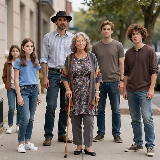 Casual Gathering on Sidewalk Portrait