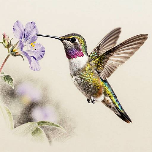 Hyperrealistic Pencil Hummingbird Drawing