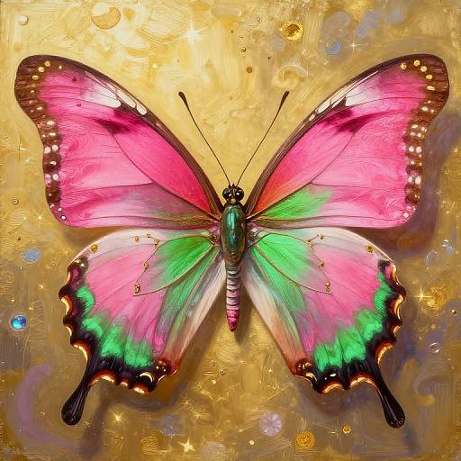 Majestic Ruby Pink Butterfly Painting