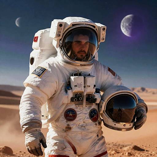 Hyper-Realistic Astronaut in Alien Desert