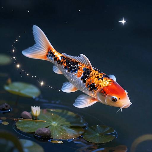 Celestial Koi Fish in Starry Pond