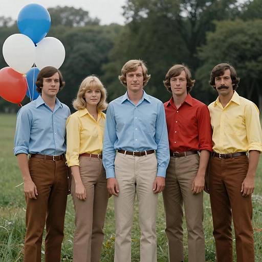 Vintage 1970s Outdoor Group Portrait