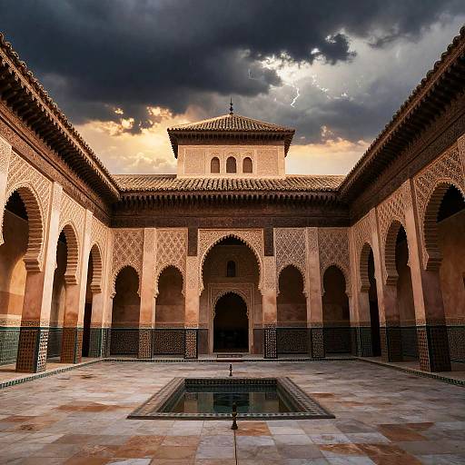 Moorish Courtyard Thunderstorm at Dusk