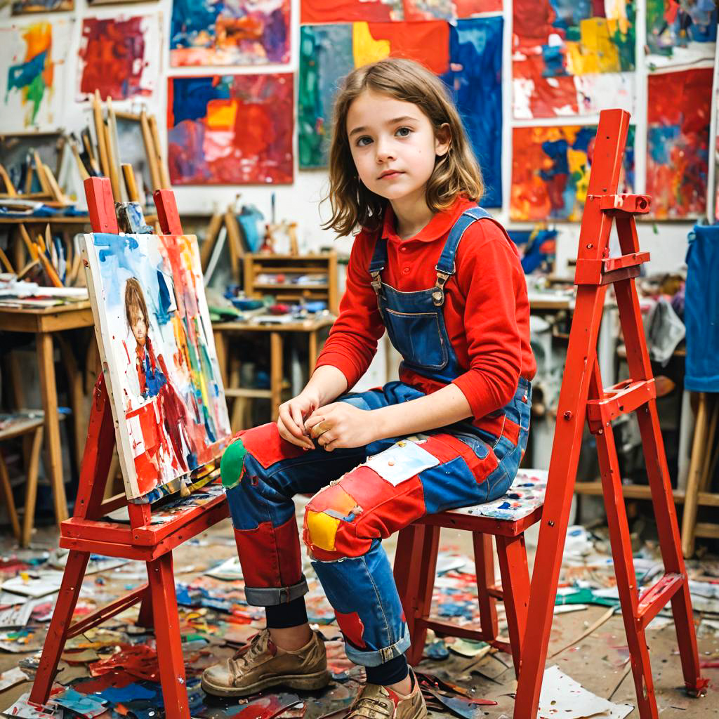 Vibrant Young Artist with Patchwork Jeans