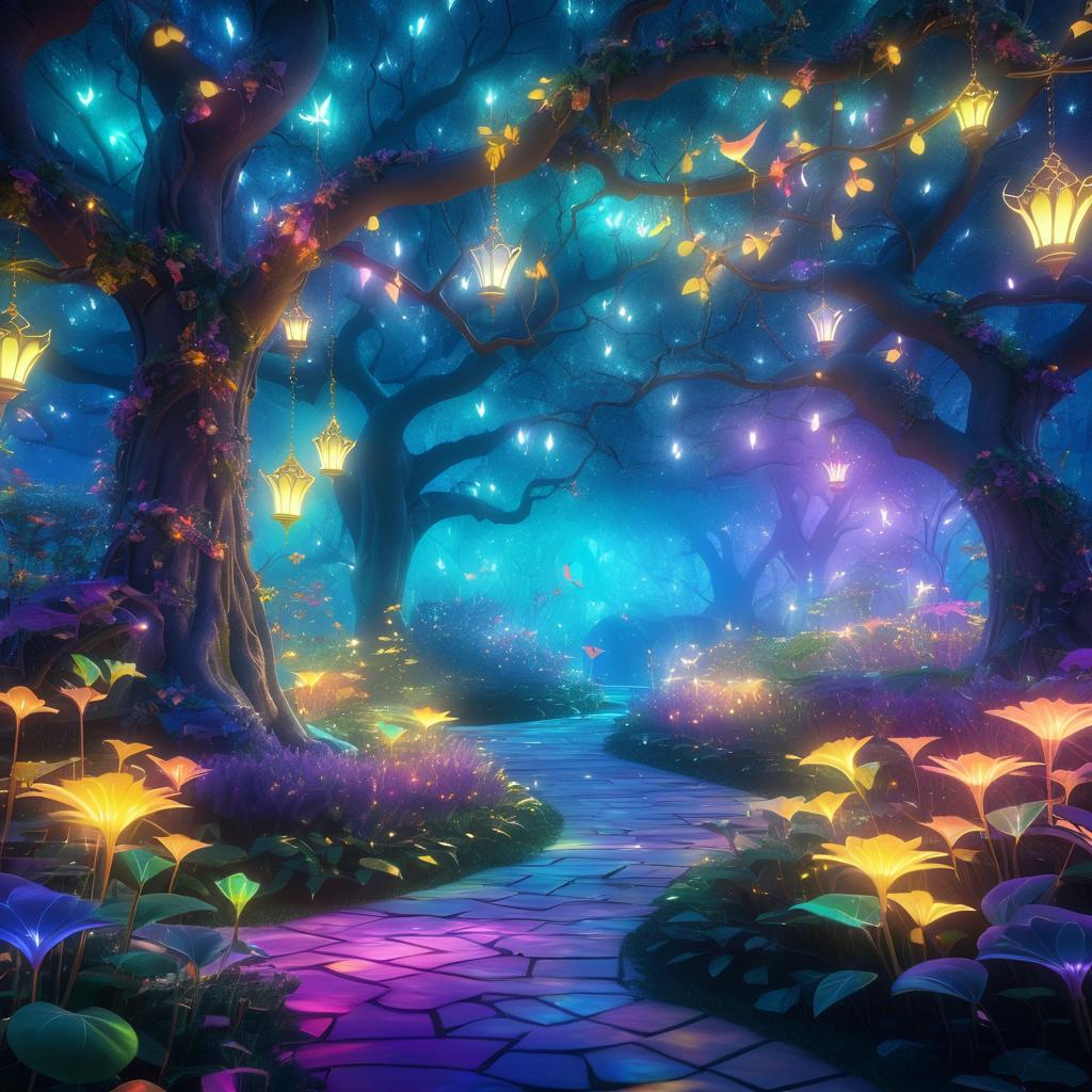 Enchanted Garden with Luminous Flora