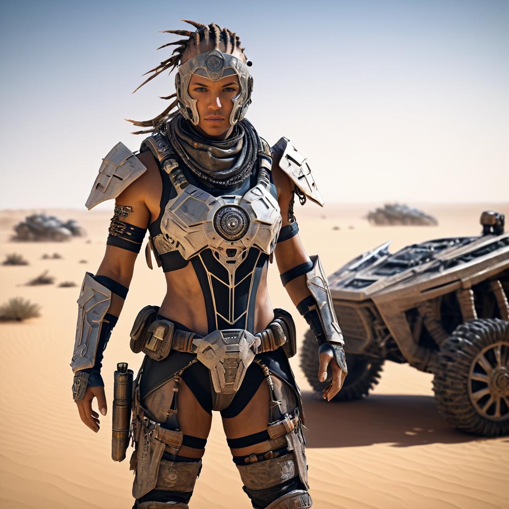 Cyborg Survivor in Desert Wasteland