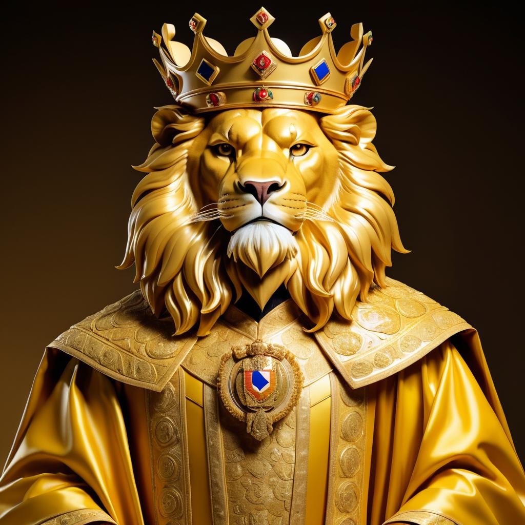 Lion President in Golden Robe and Crown