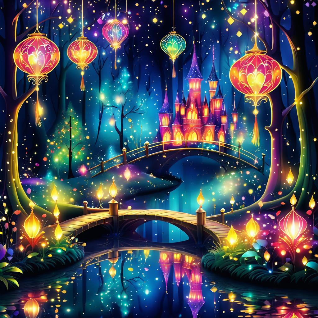 Whimsical Enchanted Forest at Night