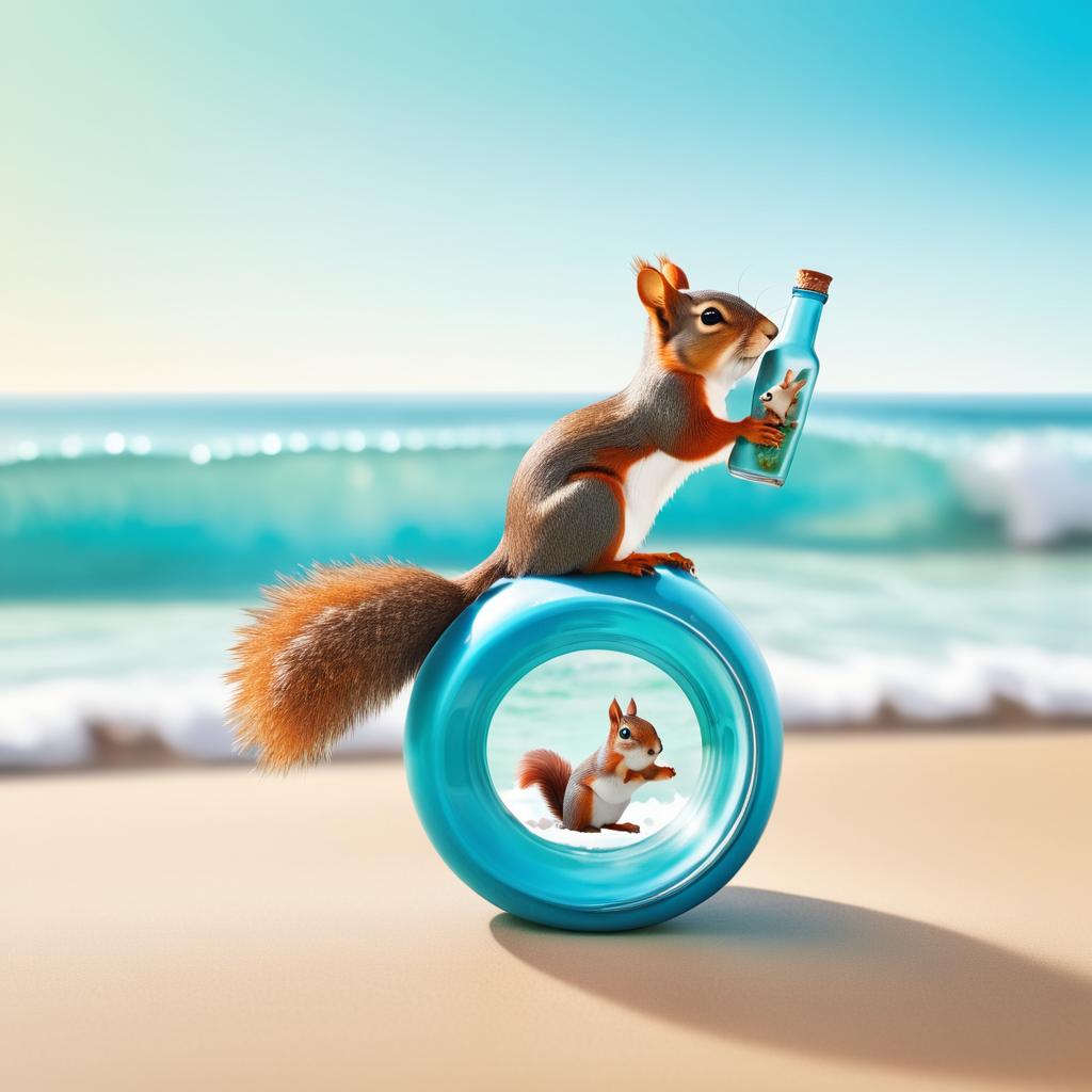 Surreal Squirrel Surfing in Bottle