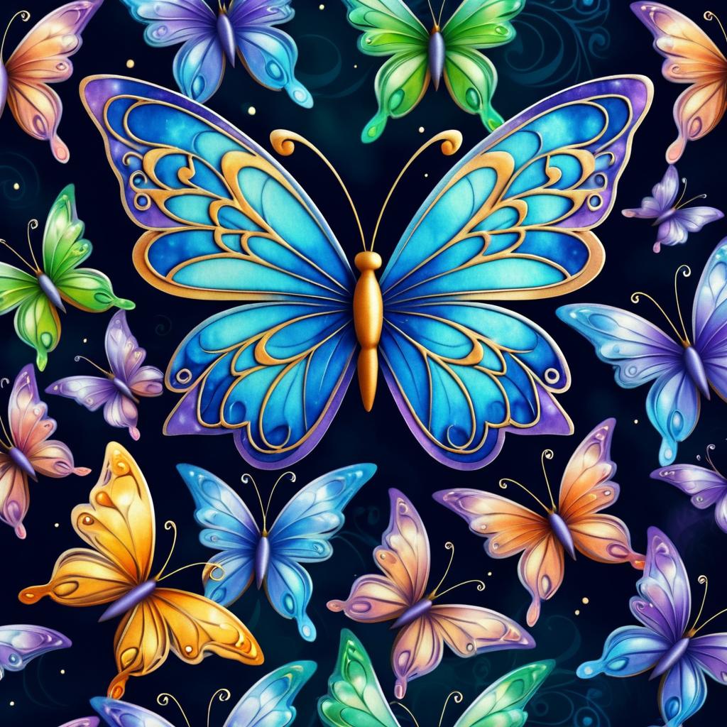 Whimsical 2D Fantasy Butterfly Art