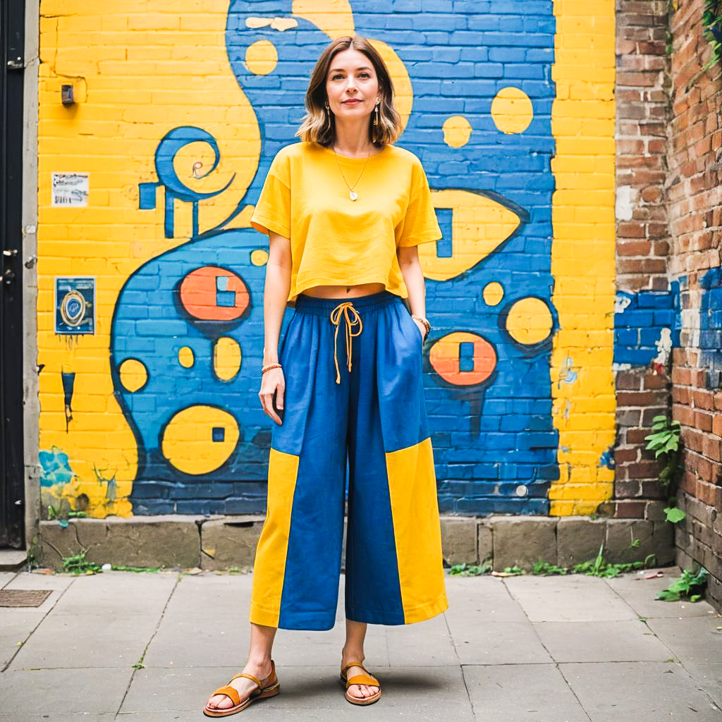 Bohemian Artist in Vibrant Linen Outfit