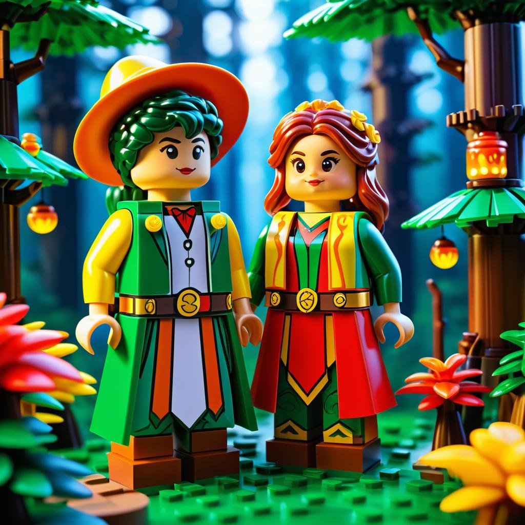 Lego Figurines in Enchanted Forest Scene