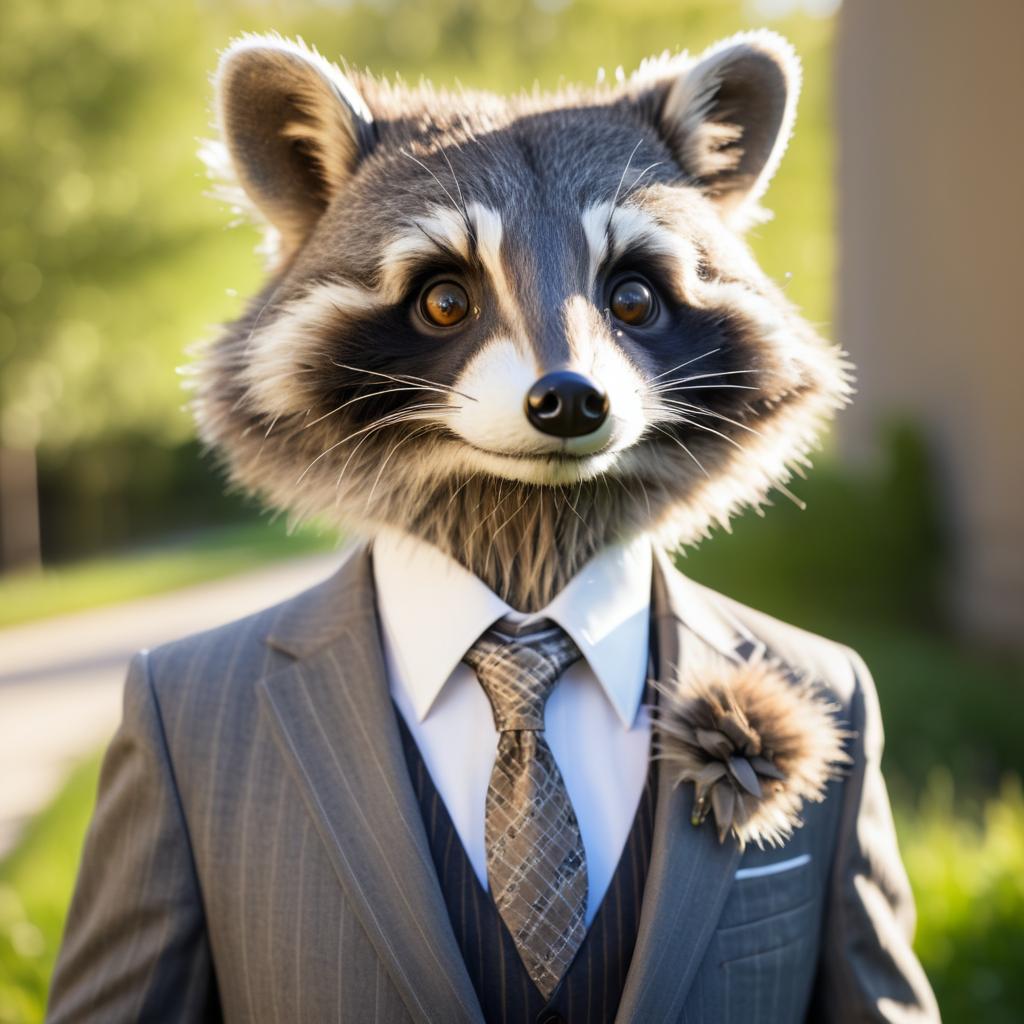 Whimsical Raccoon in Stylish Suit Portrait