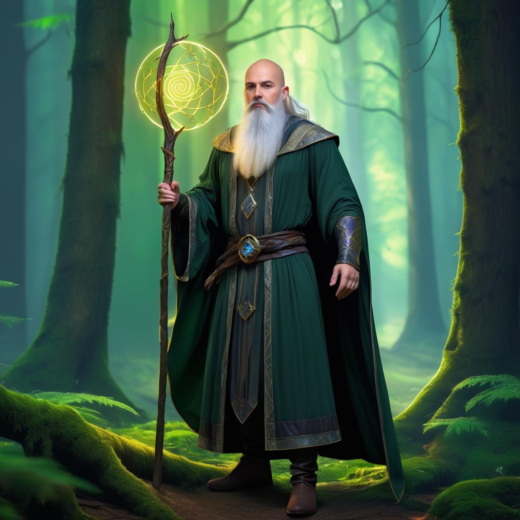 Mystical Wizard in Enchanted Forest