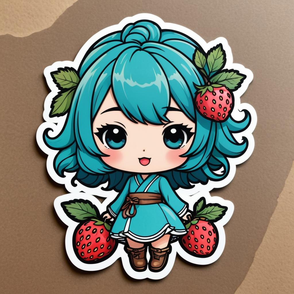 Kawaii Patina Berry Cartoon Character Sticker