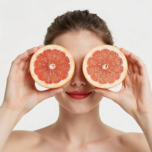 Bright Portrait of Woman with Grapefruits