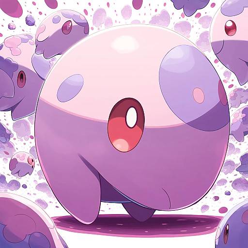 Illustration of Munna, pokemon in the style of Sakuraba yuuki