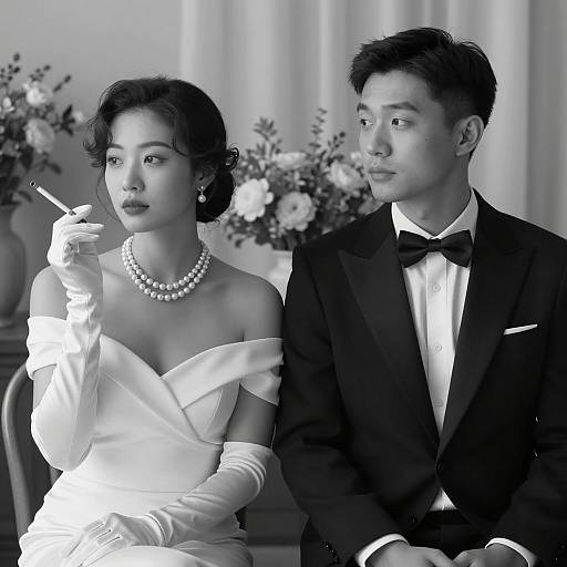 Elegant Vintage Style Couple in Formal Wear
