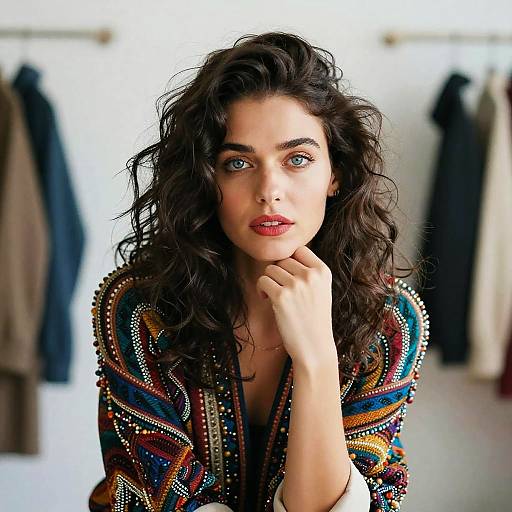 Boho-Chic Woman in Colorful Jacket