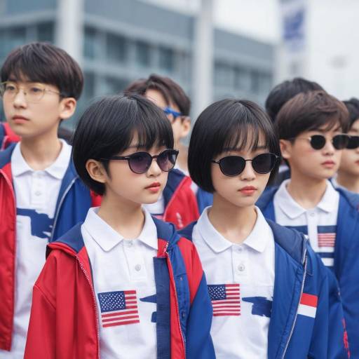Dynamic Scene with Multiple Boys and Flag