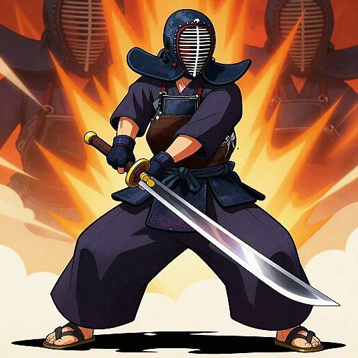 Vibrant Katana Cartoon Action Scene