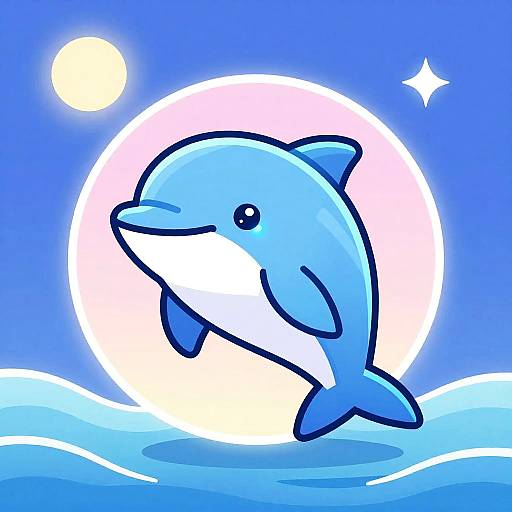 Neon Pastel Robotic Dolphin Avatar