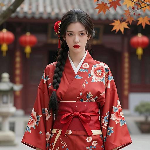 Beautiful Woman in Traditional Chinese Attire