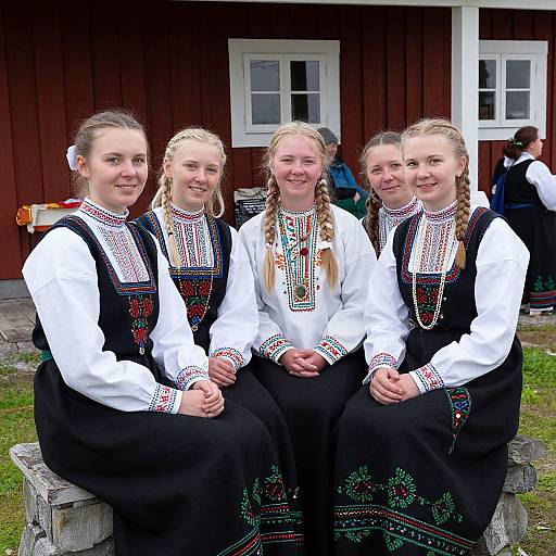 Portrait of Sami Women in Traditional Costume