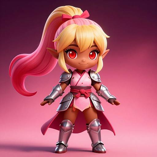 Dark-Skinned Elf Girl in Armor