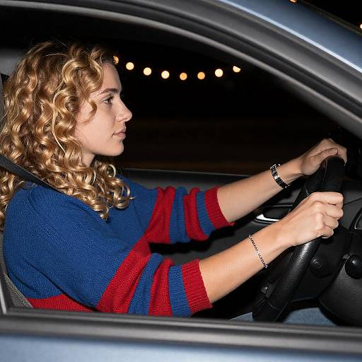 Nighttime Drive with a Stylish Blonde