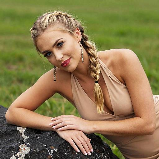 Blonde Woman on a Rock in Nature