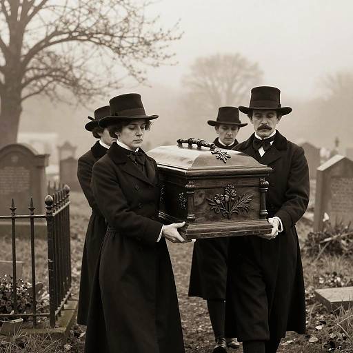 Victorian Pallbearers Carrying Ancient Casket