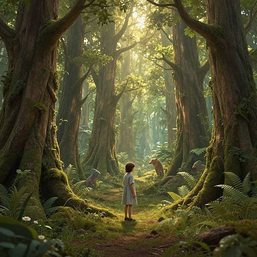 Wary Child at Enchanted Forest Edge