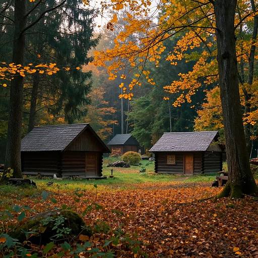Autumn Forest Cabin Serenity