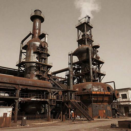 Industrial Revolution Factories in Sepia