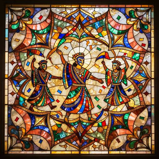 Vibrant Bohemian Festival Stained Glass