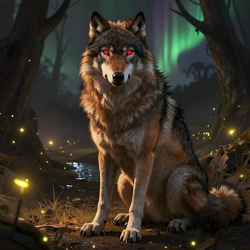 Fluffy Anthro Wolf in Mystical Cave