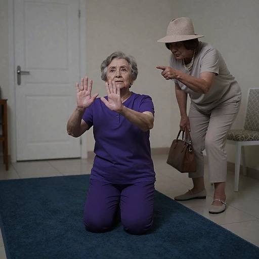 Defensive Pose in a Dimly Lit Room