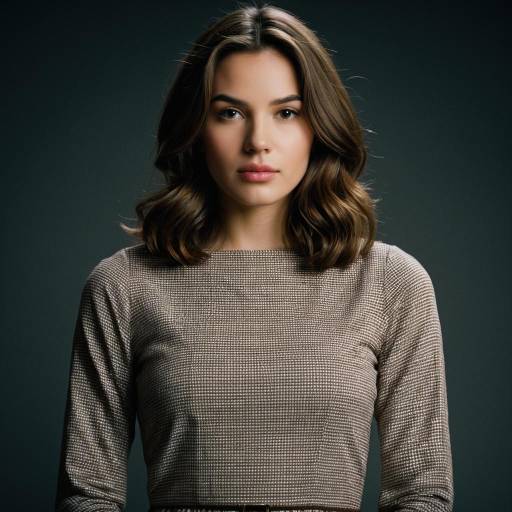 Portrait of Woman with Brown Hair in Long Sleeve Dress